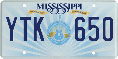 MS license plate YTK650