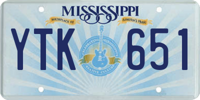 MS license plate YTK651