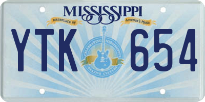 MS license plate YTK654