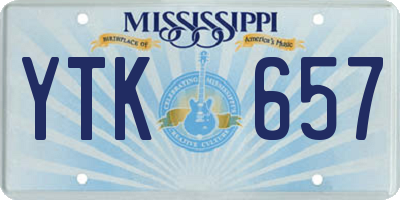 MS license plate YTK657