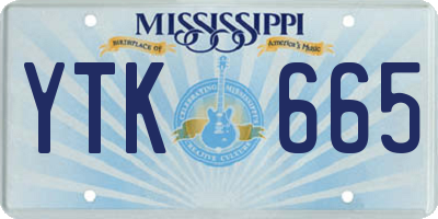 MS license plate YTK665