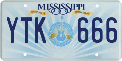 MS license plate YTK666
