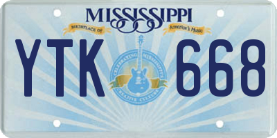 MS license plate YTK668