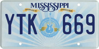 MS license plate YTK669