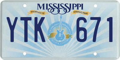 MS license plate YTK671