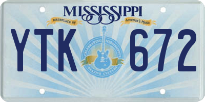 MS license plate YTK672