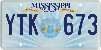 MS license plate YTK673