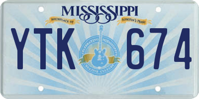 MS license plate YTK674