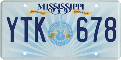 MS license plate YTK678