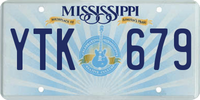 MS license plate YTK679