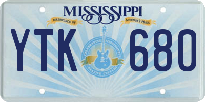 MS license plate YTK680