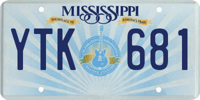 MS license plate YTK681