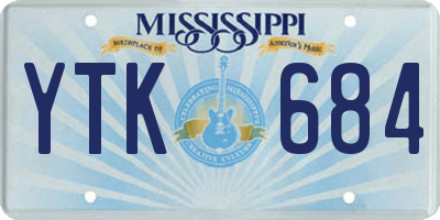 MS license plate YTK684