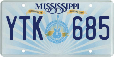 MS license plate YTK685
