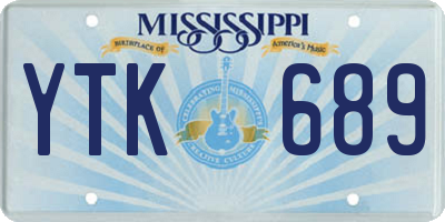 MS license plate YTK689