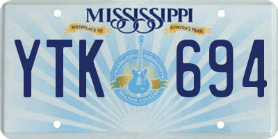 MS license plate YTK694