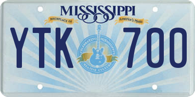 MS license plate YTK700