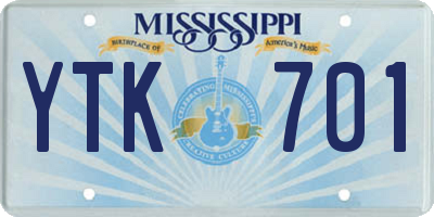 MS license plate YTK701