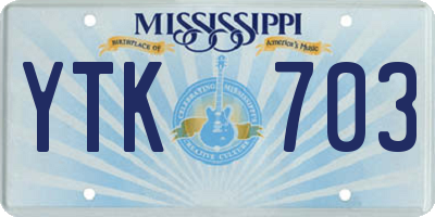 MS license plate YTK703