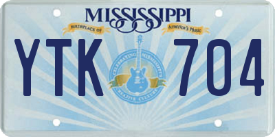 MS license plate YTK704