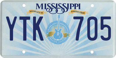 MS license plate YTK705