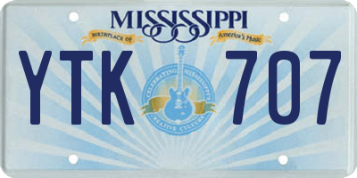 MS license plate YTK707