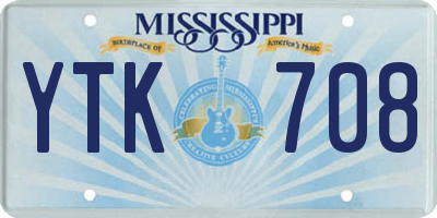 MS license plate YTK708
