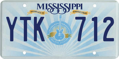MS license plate YTK712