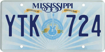 MS license plate YTK724