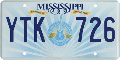 MS license plate YTK726