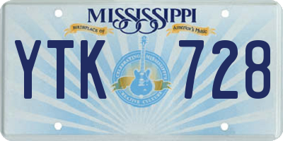 MS license plate YTK728