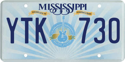 MS license plate YTK730