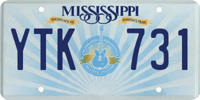 MS license plate YTK731