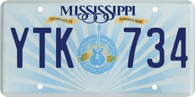 MS license plate YTK734