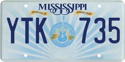 MS license plate YTK735