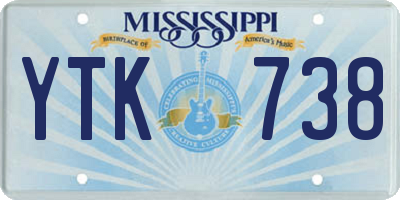 MS license plate YTK738