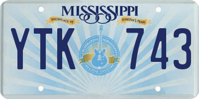 MS license plate YTK743