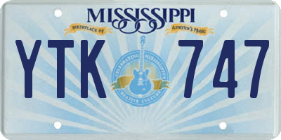 MS license plate YTK747