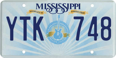 MS license plate YTK748