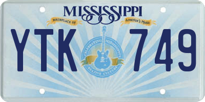 MS license plate YTK749