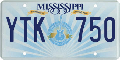 MS license plate YTK750
