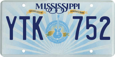 MS license plate YTK752
