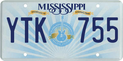 MS license plate YTK755