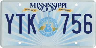 MS license plate YTK756
