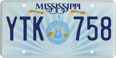 MS license plate YTK758
