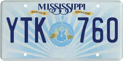 MS license plate YTK760
