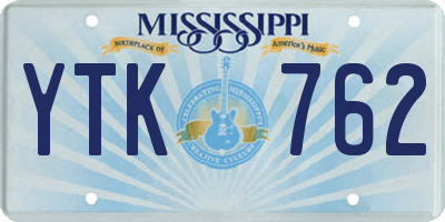MS license plate YTK762