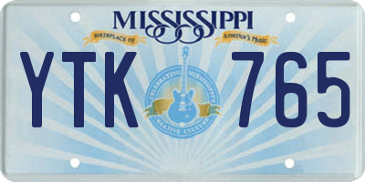 MS license plate YTK765
