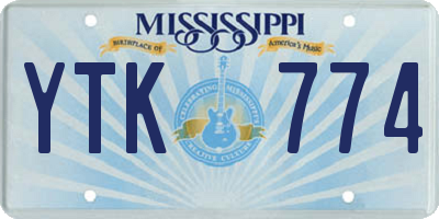 MS license plate YTK774