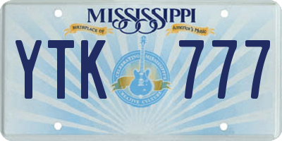 MS license plate YTK777